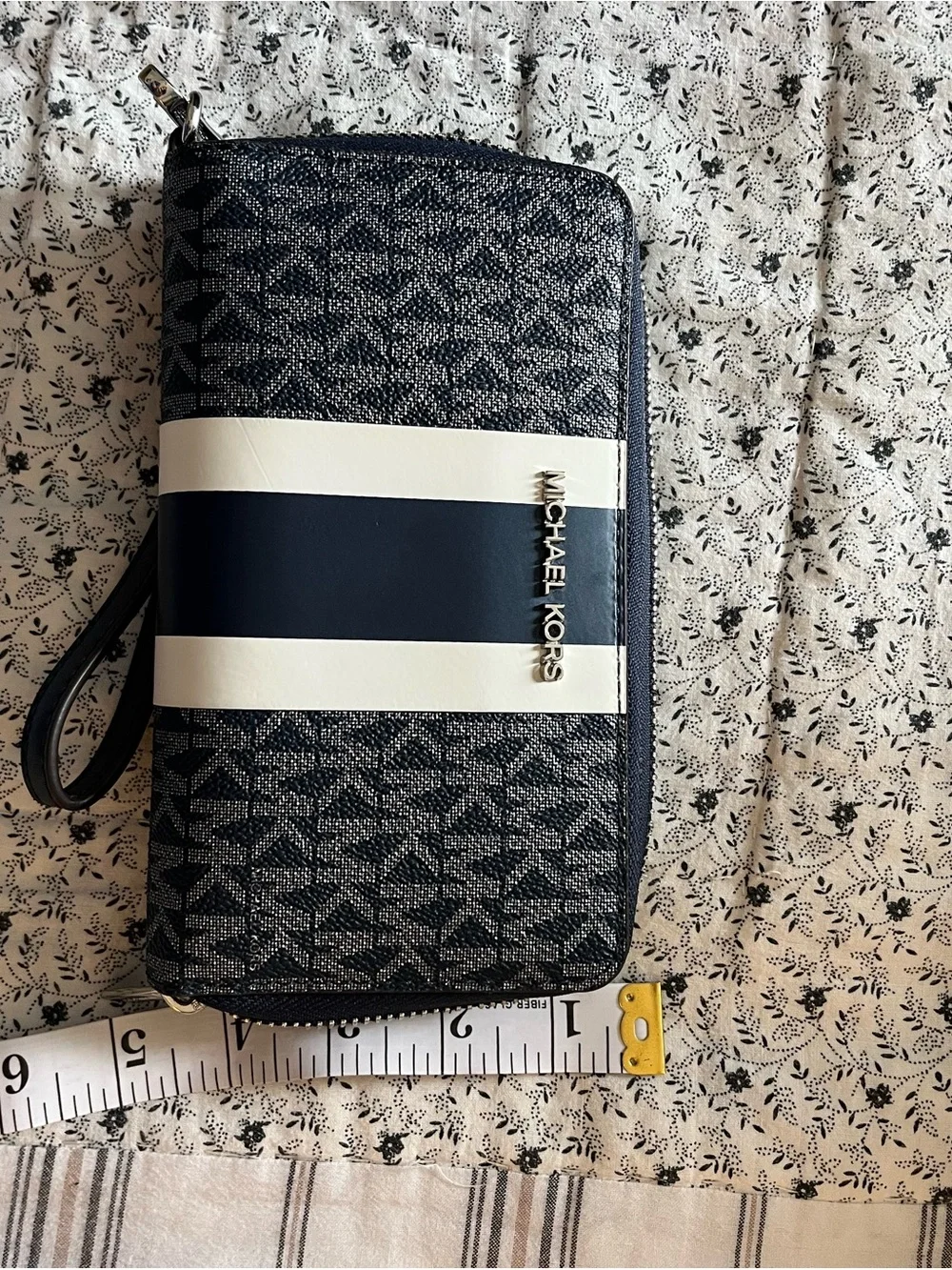Michael Kors Navy Stripe Logo Purse and Wallet Set